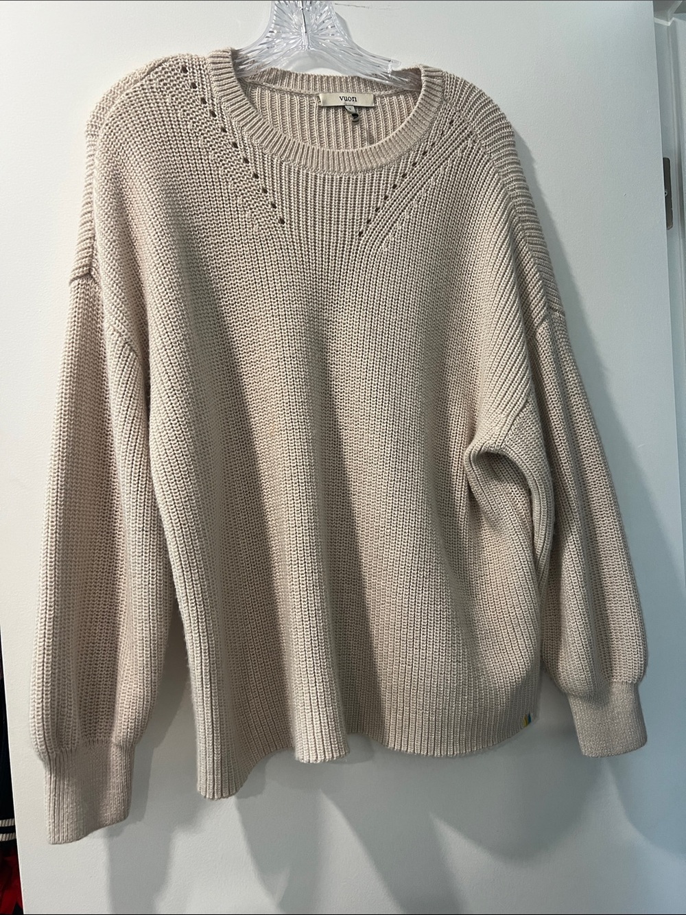 Vuori Oversized Cream Knit Crewneck Sweater